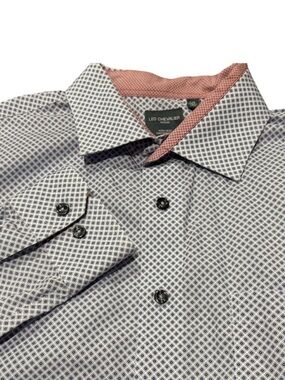 Leo Chevalier men's dress shirt geometric diamond pattern blue red size large